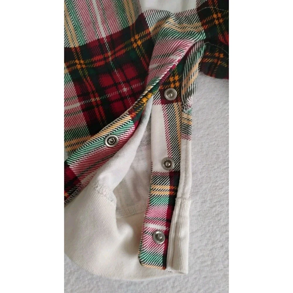 Hanna Andersson Knit Romper Unisex Plaid Sleeveless Holiday 3 6 MOS